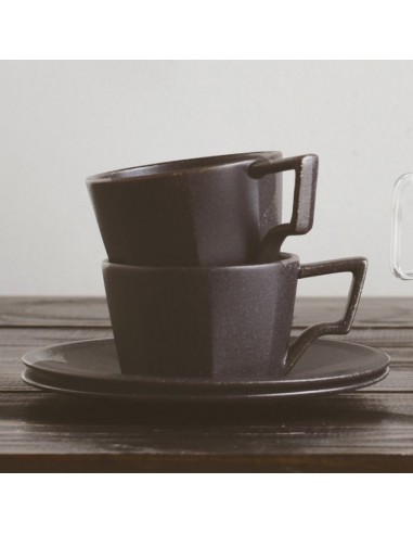 KINTO OCT CUP AND SAUCER 8OZ BLACK